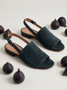 Madewell The Noelle Slingback Sandal in Suede Green Size 7.5